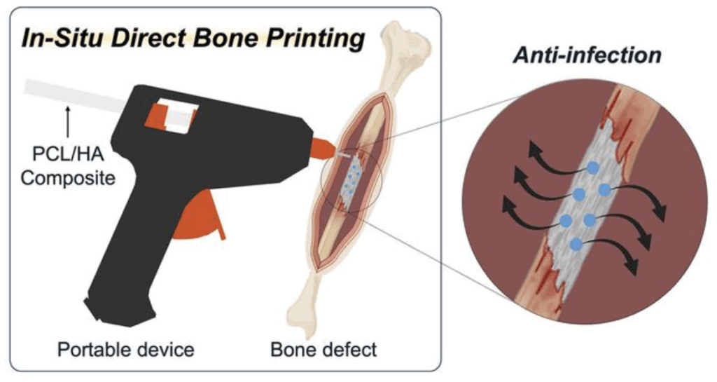 Material science visualization of bone-matrix printing